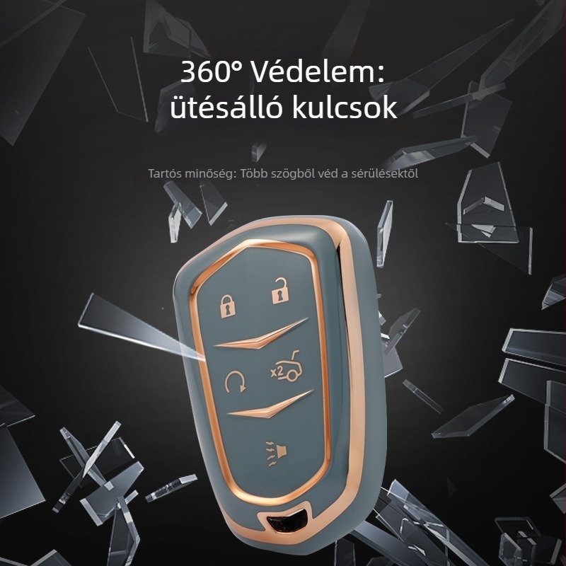 Cadillac TPU kulcstartó tok CT5, XT5, CT4, XT4, CT6, XT6, XTS, ATSL – egyszerű stílus, vákuumos bevonat