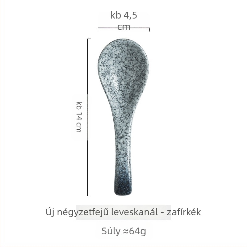 Japán stílusú kerámiás leveskanál, egyszínű mintázat, nyomtatott logó