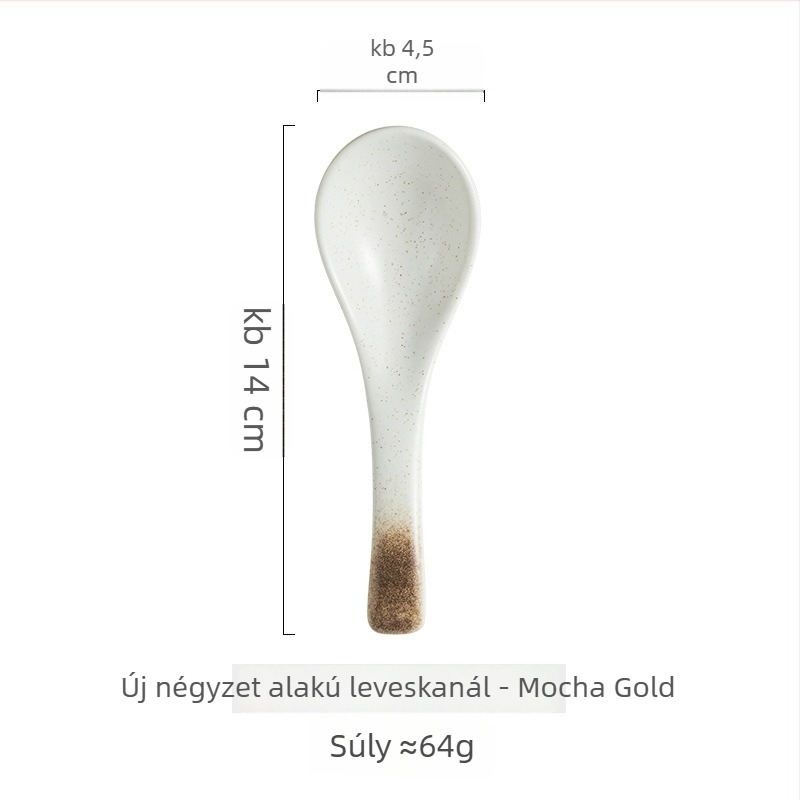 Japán stílusú kerámiás leveskanál, egyszínű mintázat, nyomtatott logó