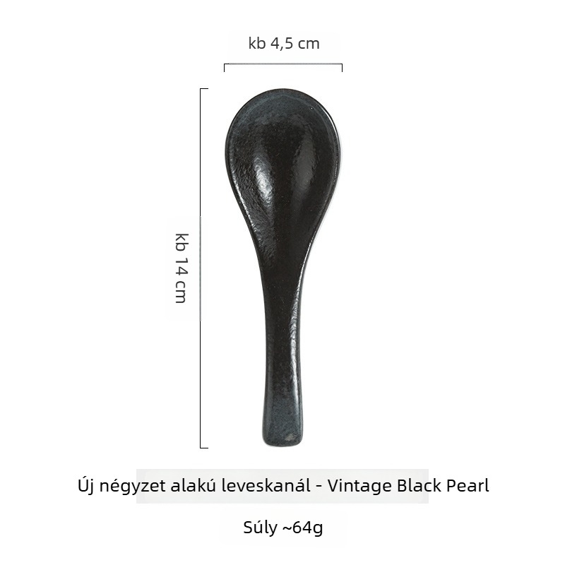 Japán stílusú kerámiás leveskanál, egyszínű mintázat, nyomtatott logó