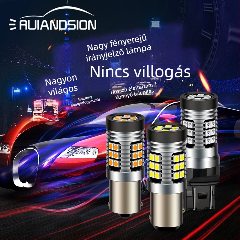 Autó LED hátrameneti fény és irányjelző, 1156 1157, 3030, nagy fényerejű, háromszínű hátsó világítás, 10-30V