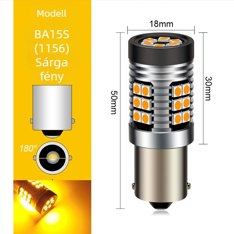 Autó LED hátrameneti fény és irányjelző, 1156 1157, 3030, nagy fényerejű, háromszínű hátsó világítás, 10-30V