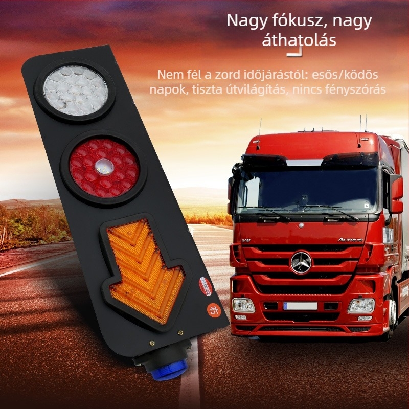 CIMC 24V LED teherautó hátsó lámpa kanyarjelző nyíllal, hátsó fény, oldalsó világítás és féklámpa