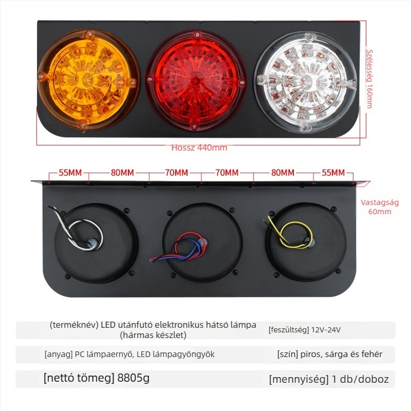 CIMC 24V LED teherautó hátsó lámpa kanyarjelző nyíllal, hátsó fény, oldalsó világítás és féklámpa