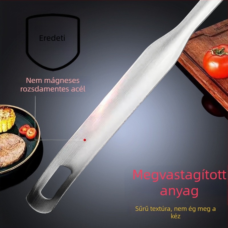 Konyhai rozsdamentes acél leveses kanál szűrővel, háztartási használatra, modern minimalist stílus, vízpolírozott felület, testreszabható.