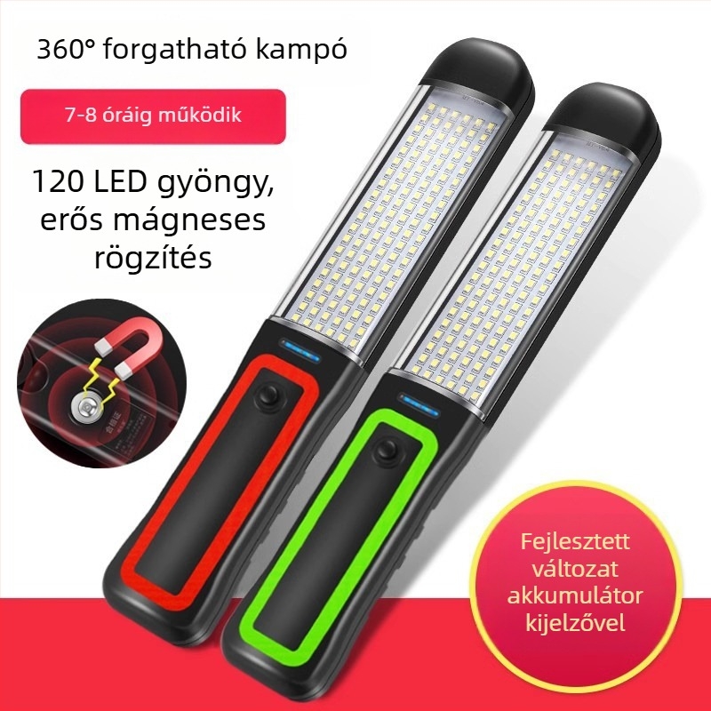 Autóipari munkalámpa LED karbantartáshoz, mágneses vészhelyzeti lámpa beépített power bankkal, ultrakönnyű és vékony