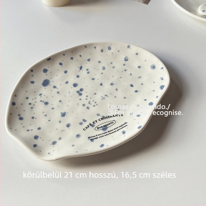 Porcelán reggelis/desszert tányér aláglazúros felülettel, nordic stílus, új kínai stílus
