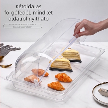 Műanyag kijelző tál fedéllel, téglalap alakú, japán stílus – sushi és sütemények bemutatásához