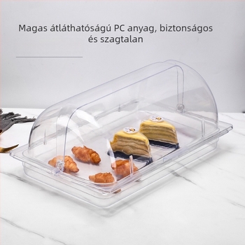 Műanyag kijelző tál fedéllel, téglalap alakú, japán stílus – sushi és sütemények bemutatásához