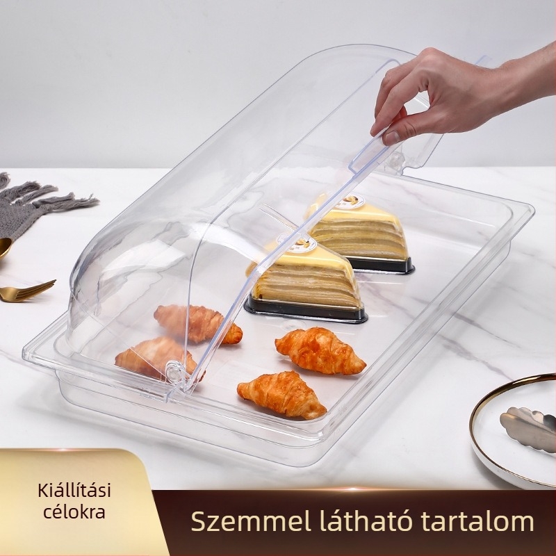 Műanyag kijelző tál fedéllel, téglalap alakú, japán stílus – sushi és sütemények bemutatásához