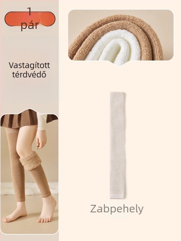 Női térd fölötti gyapjú zokni fleece-beléssel, vastag, minimalist stílus, egyszálas kötés