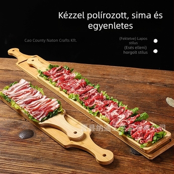 Fából készült, téglalap alakú felszolgáló tál forró pot és sushihoz — fényes felület, testreszabható, logónyomtatás elérhető