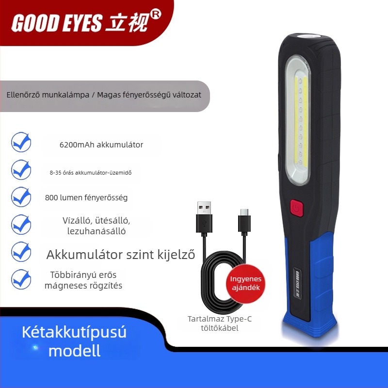 Autójavító munkalámpa COB LED-del, mágneses alap, háromfokozat fényerő, 5000 lm, modell 026