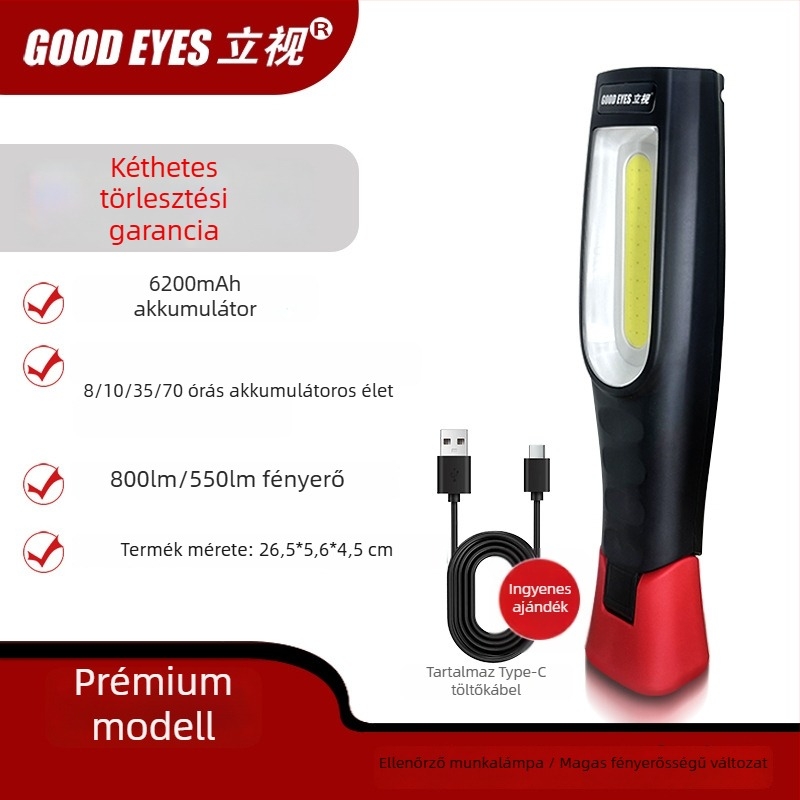 Autójavító munkalámpa COB LED-del, mágneses alap, háromfokozat fényerő, 5000 lm, modell 026