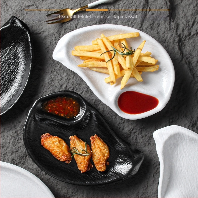 Melamin tálkészlet osztott felülettel és ecet tálkával, ideális sült krumplihoz, diófélékhez, magvakhoz és gombócokhoz