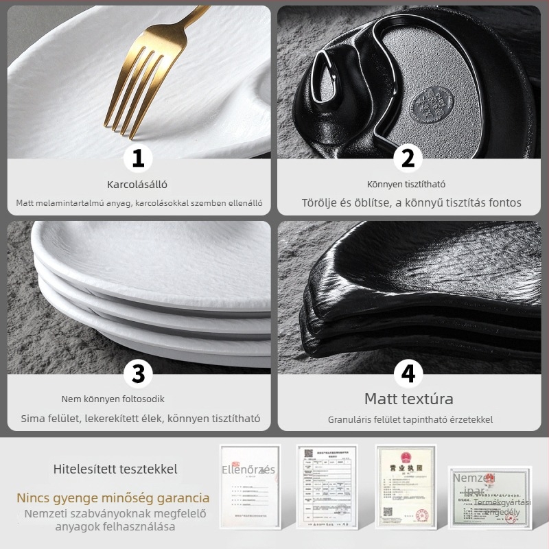 Melamin tálkészlet osztott felülettel és ecet tálkával, ideális sült krumplihoz, diófélékhez, magvakhoz és gombócokhoz