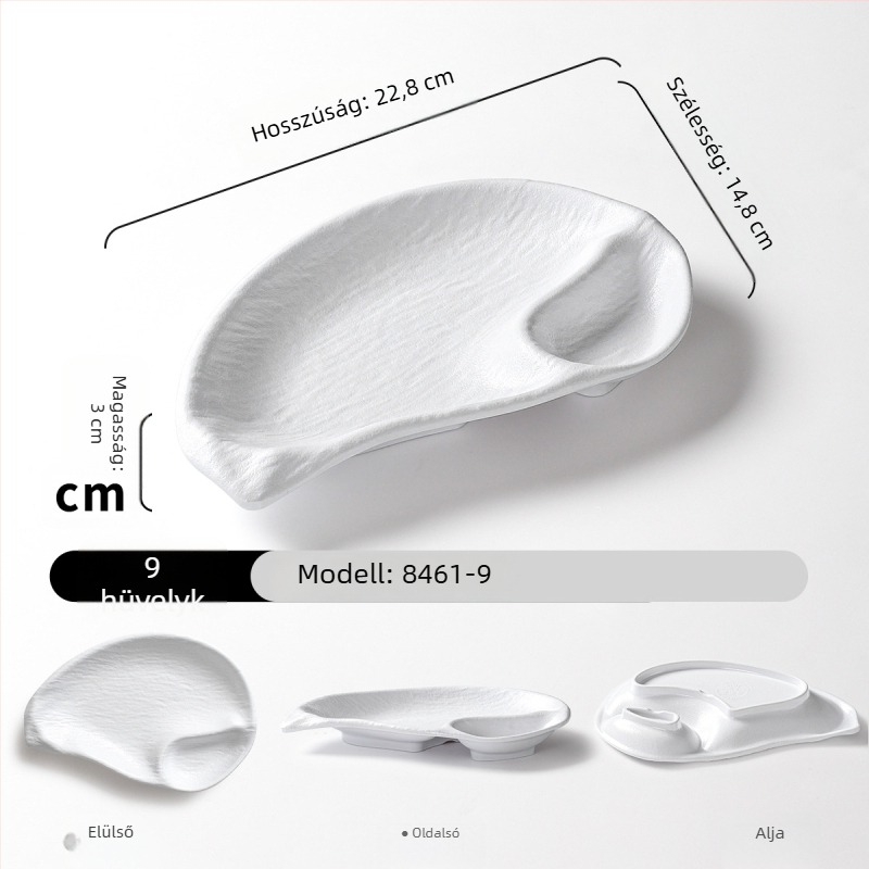 Melamin tálkészlet osztott felülettel és ecet tálkával, ideális sült krumplihoz, diófélékhez, magvakhoz és gombócokhoz