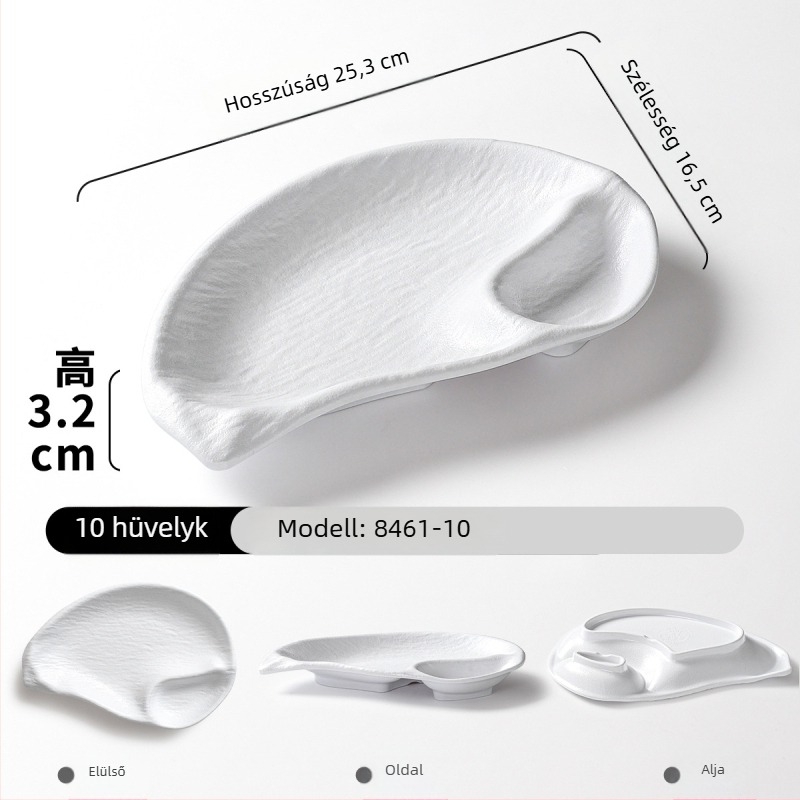Melamin tálkészlet osztott felülettel és ecet tálkával, ideális sült krumplihoz, diófélékhez, magvakhoz és gombócokhoz