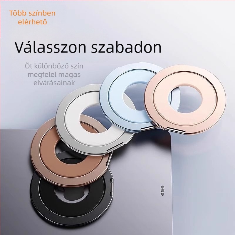 Tabletta mágneses gyűrűs tartó, összecsukható, 360°-os forgás, ultra vékony, fém test