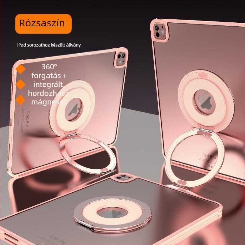Tabletta mágneses gyűrűs tartó, összecsukható, 360°-os forgás, ultra vékony, fém test