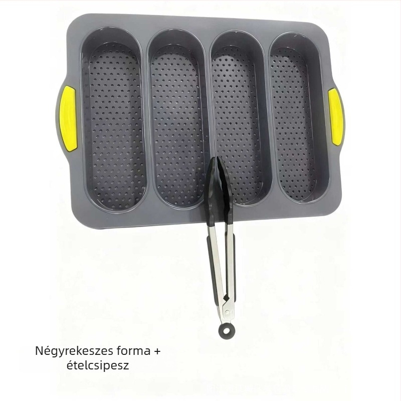 4 rekeszes szilikon baguette forma, tapadásmentes tepsi kenyérhez és süteményekhez