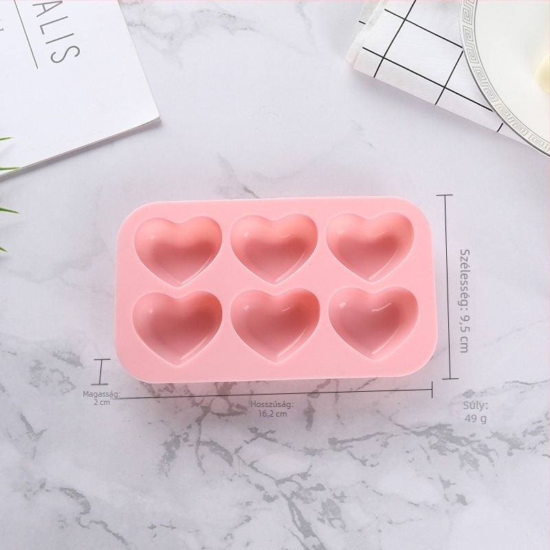 Szív alakú szilikon csokoládé forma mousse-hoz – DIY sütéshez, szilikon anyag, csomagolás: OPP táska
