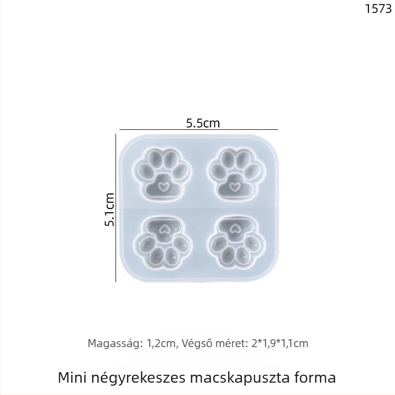 Szilikon sütőforma DIY kristálygyanta készítéséhez – négy rekeszes macska mancsa alakú, fénycsatornával