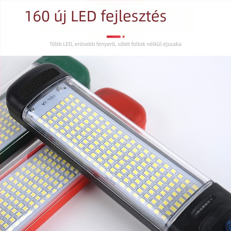 LED újratölthető munkalámpa mágneses kampóval, QY-82, ABS ipari minőségű műanyag, 30W, 5V, autó javítására és vészvilágításra.