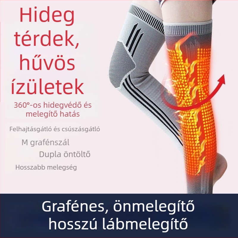 Grafén térdvédő sporthoz, melegítő kompresszióval és pontszerű fűtéssel