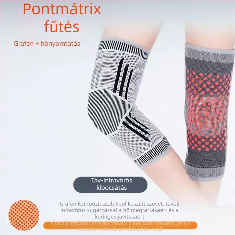 Grafén térdvédő sporthoz, melegítő kompresszióval és pontszerű fűtéssel