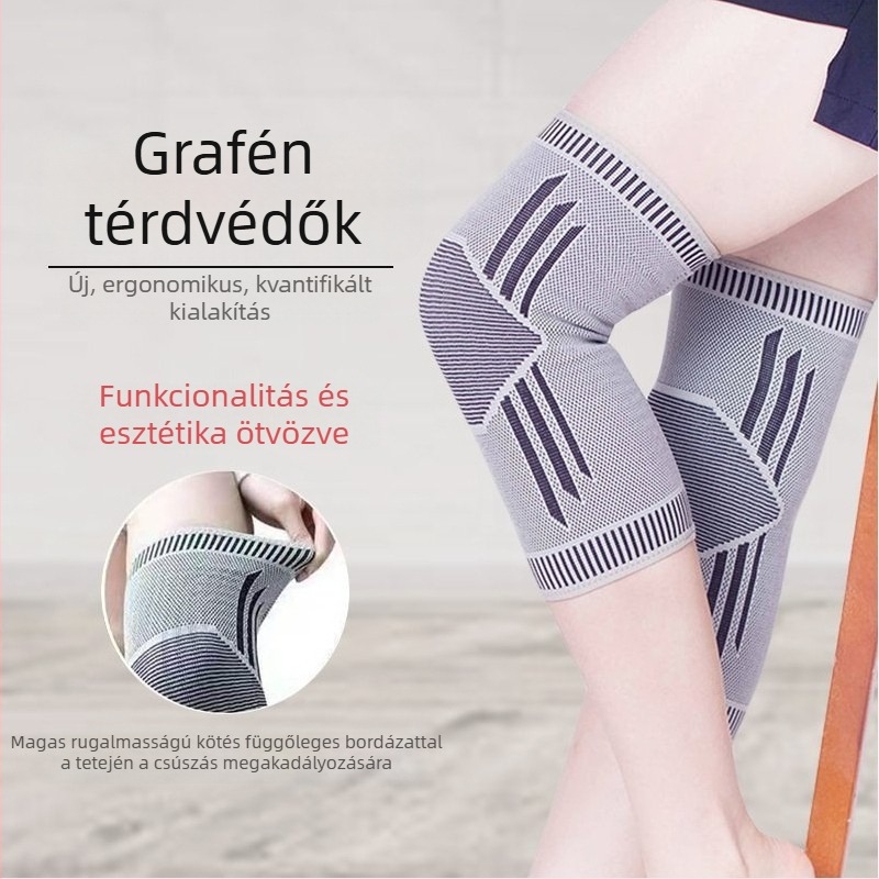 Grafén térdvédő sporthoz, melegítő kompresszióval és pontszerű fűtéssel