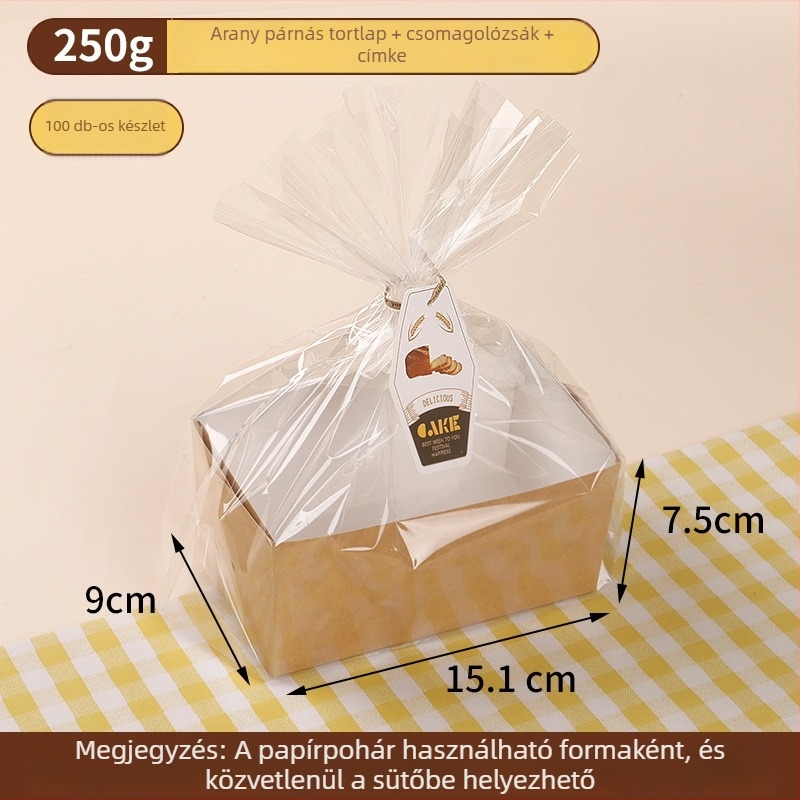 Süteménypapírtál és sütőhordozó készlet – sütőbiztos, magas hőmérséklet-ellenálló, egyszer használatos kenyérdoboz tasakkal, címkével és selyemszalaggal