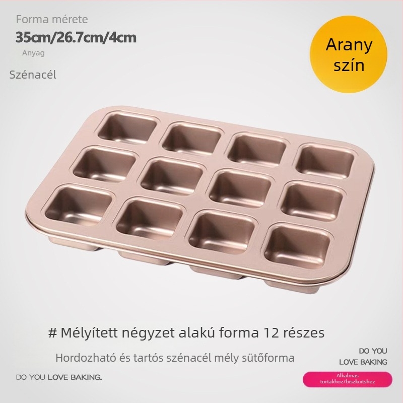 Guyi süteményforma, szénacél, modern minimalist stílus, négyzet alakú tepsi, 1 db készlet