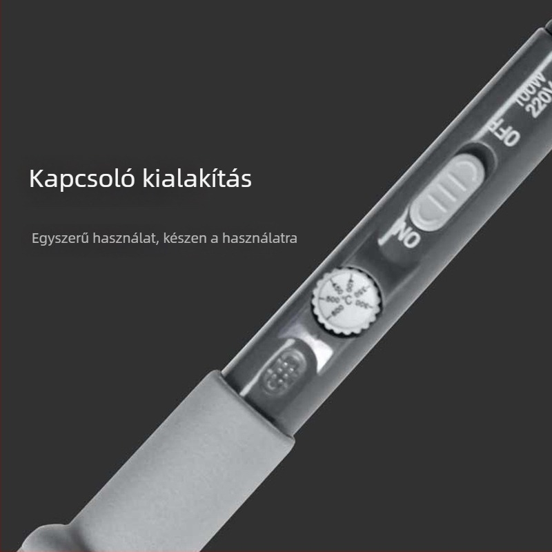 100W-os állítható hőmérsékletű forrasztóvas gumírozott fogantyúval, 220V, forrasztásra, deszolderelésre és pyrográfiára