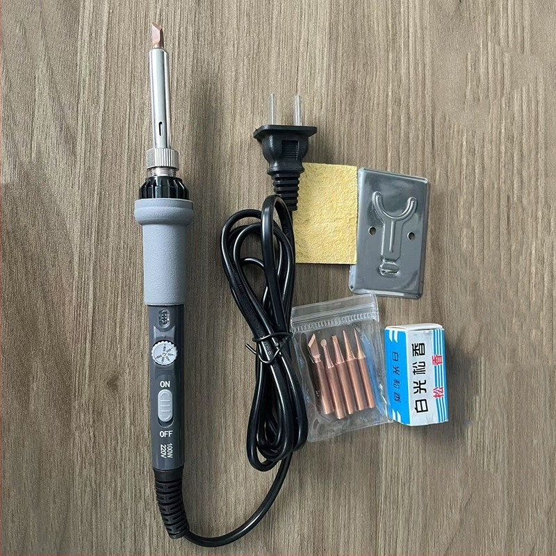 100W-os állítható hőmérsékletű forrasztóvas gumírozott fogantyúval, 220V, forrasztásra, deszolderelésre és pyrográfiára