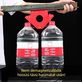 Mágneses hegesztő lokátor többirányú pozicionáló eszközzel és háromszög vonalzóval, 90°-os derékszög