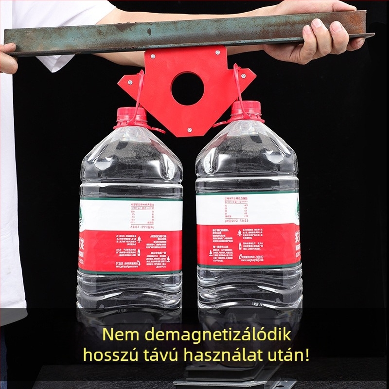 Mágneses hegesztő lokátor többirányú pozicionáló eszközzel és háromszög vonalzóval, 90°-os derékszög