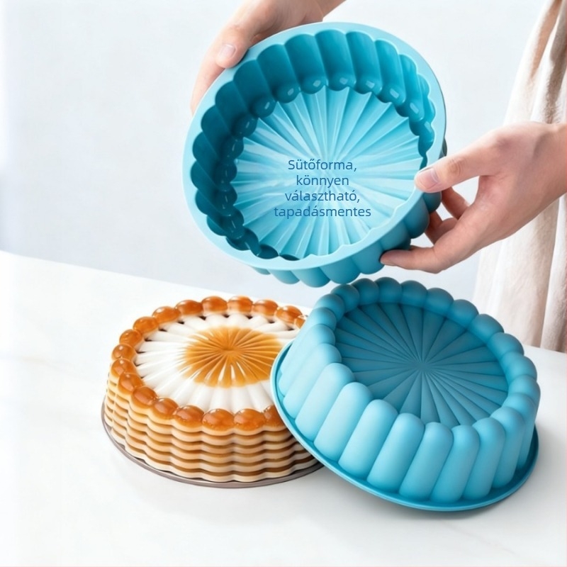 Szilikon sütő- és gőzölő forma napraforgó mintával, magas hőállóságú DIY forma réteges tortákhoz és Water Chestnut Cake-hez