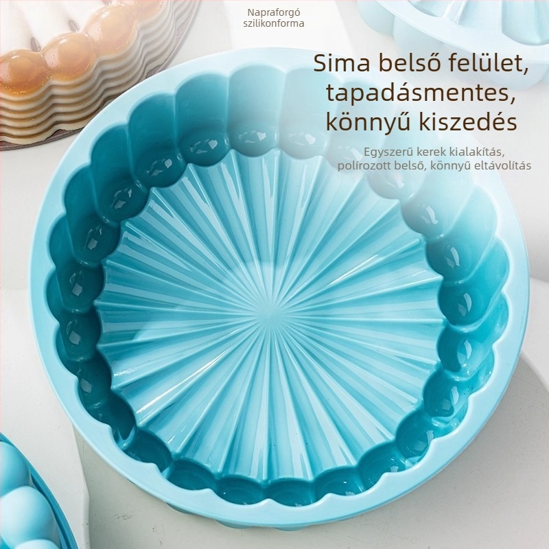 Szilikon sütő- és gőzölő forma napraforgó mintával, magas hőállóságú DIY forma réteges tortákhoz és Water Chestnut Cake-hez