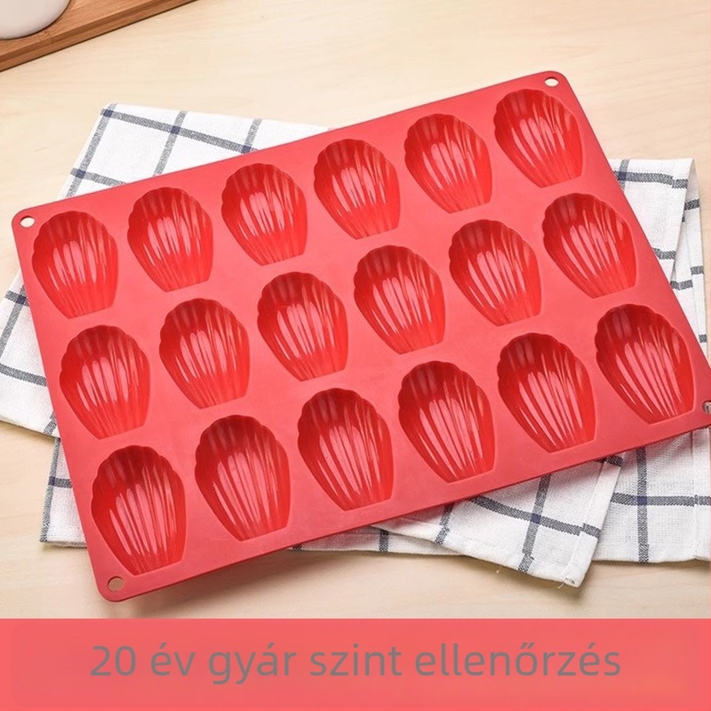 18‑lyukas szilikon madeleine forma kagyló alakú, élelmiszer-minőségű szilikon, tapadásmentes, magas hőmérsékletnek ellenálló