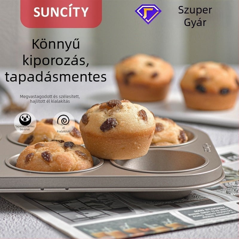 9 üreges muffinforma, szénacél sütőforma, sík alj, könnyű luxus stílus