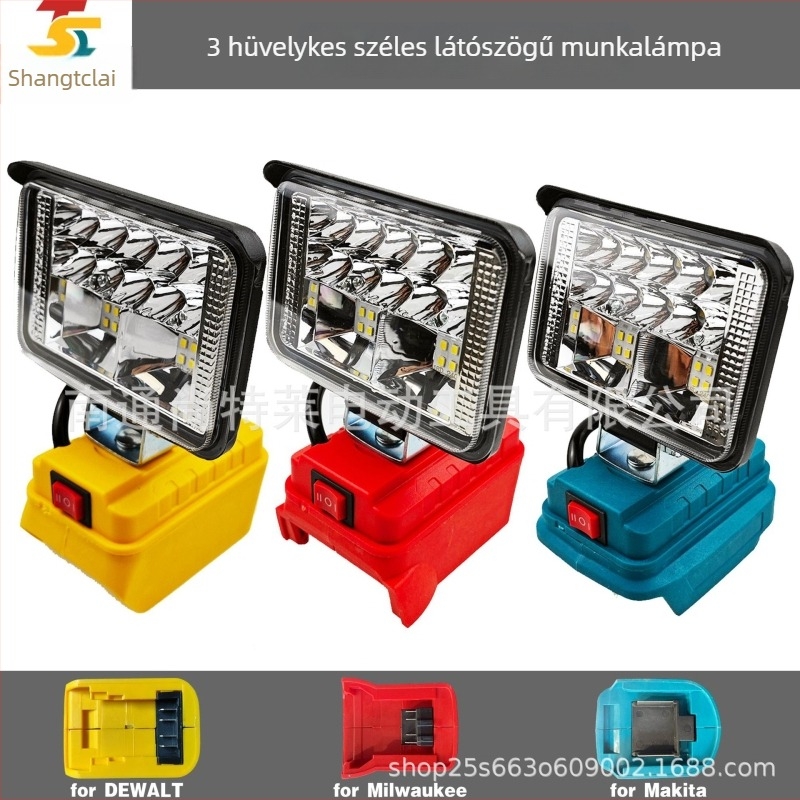 LED munkalámpa kültéri mérnöki felhasználásra, alumínium ház, 100 W, 18-20 V, USB-C