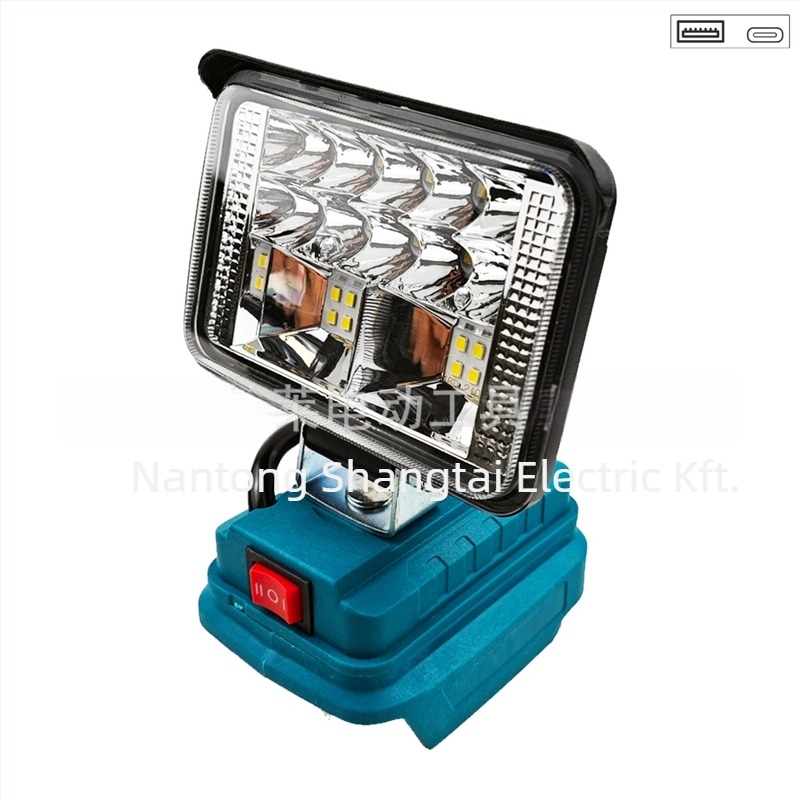 LED munkalámpa kültéri mérnöki felhasználásra, alumínium ház, 100 W, 18-20 V, USB-C