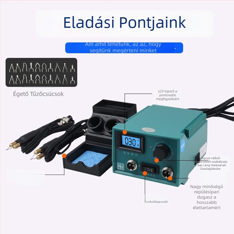 Állítható hőmérsékletű pirográfiai eszköz, 110–220V, elektromos felmelegítés, műanyag fogantyú