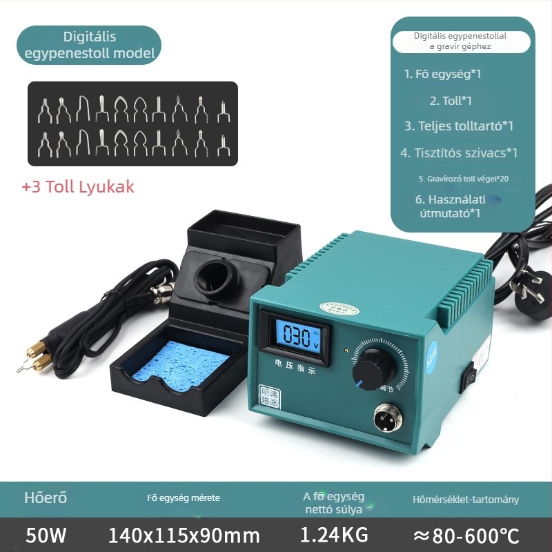 Állítható hőmérsékletű pirográfiai eszköz, 110–220V, elektromos felmelegítés, műanyag fogantyú