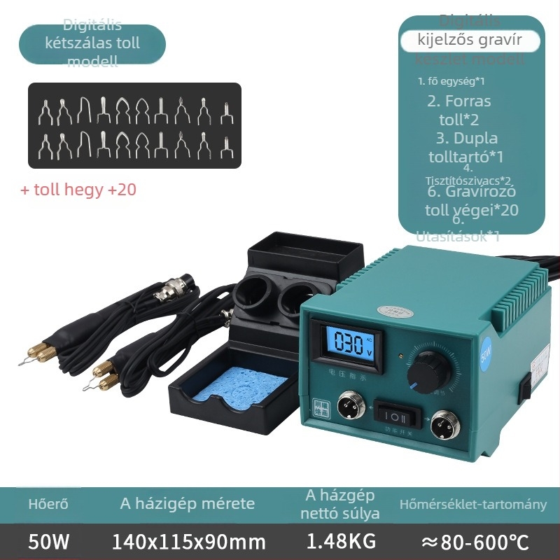 Állítható hőmérsékletű pirográfiai eszköz, 110–220V, elektromos felmelegítés, műanyag fogantyú