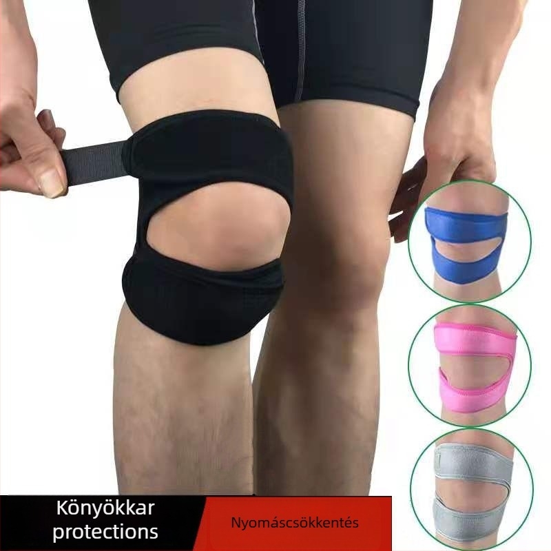 Kétszintes nyomásos csúszásmentes patella térdvédő, uniszex, Spandex anyagú, futáshoz, ugrókötélhez, kosárlabdához, futballhoz és kerékpározáshoz