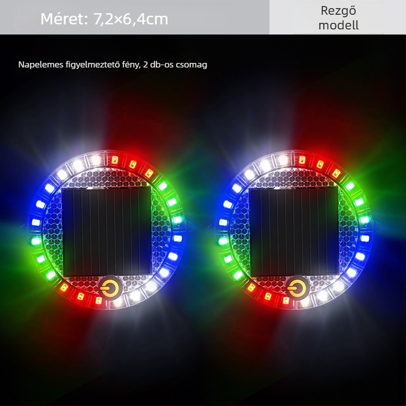 Kör alakú napelemes LED riasztó fény mágneses alappal, vezeték nélküli telepítés, 2W, 12V, autók, teherautók, motorkerékpárok, elektromos autók és kerékpárok számára