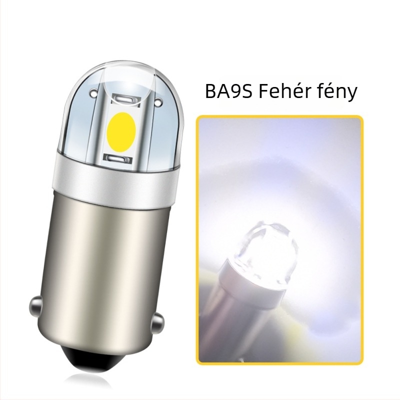 Autó LED olvasólámpa BA9S/T10, 3030 2SMD, kerek fej, 12V, nagy fényerejű rendszámtábla világítás