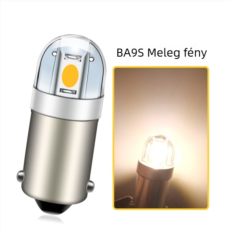 Autó LED olvasólámpa BA9S/T10, 3030 2SMD, kerek fej, 12V, nagy fényerejű rendszámtábla világítás